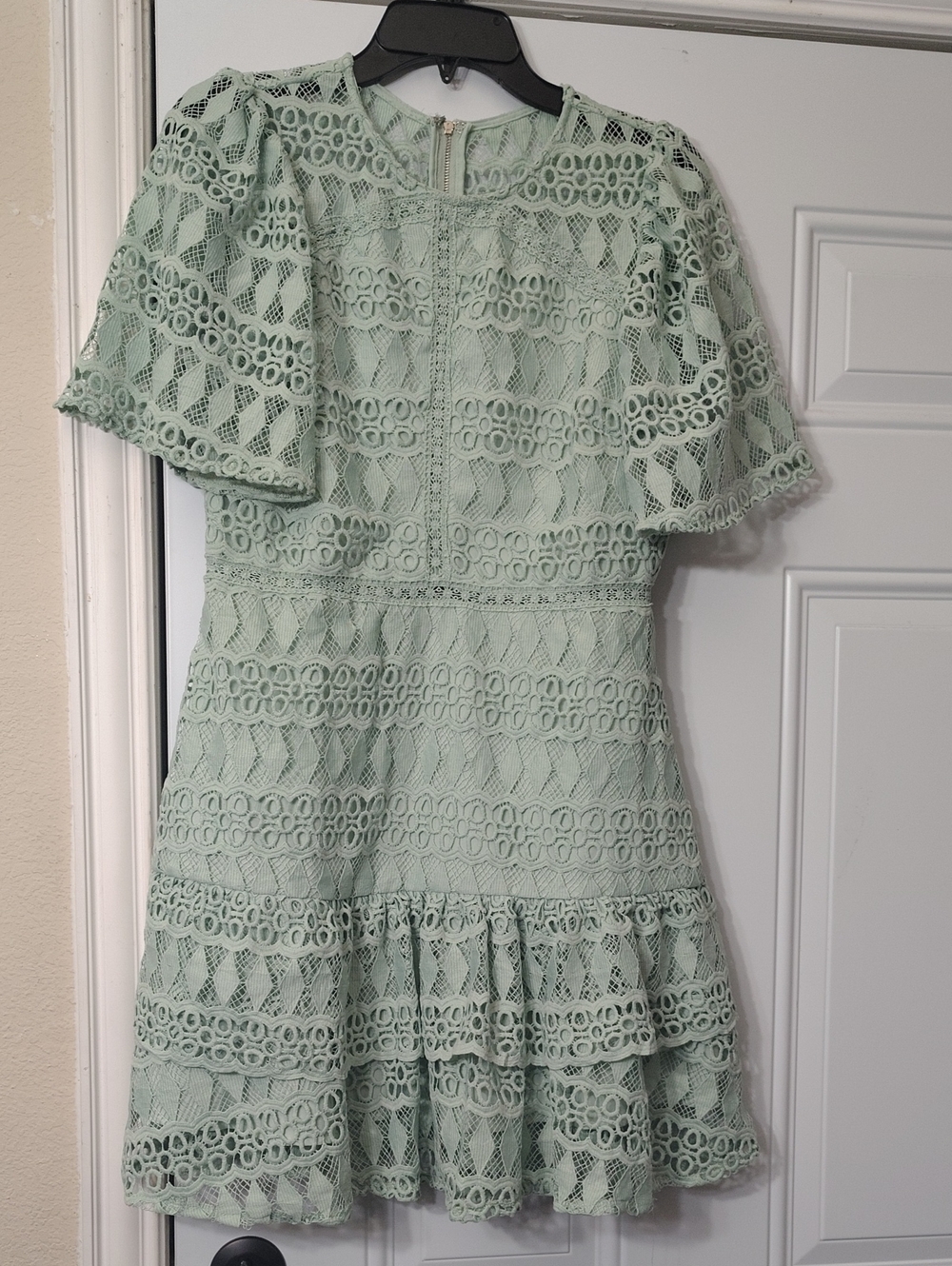Just Me Seafoam Lace Detail Top